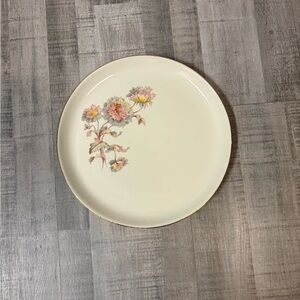 French Saxon China Hand Painted 22K Gold Trim and Floral 10.5 In Dinner Plate